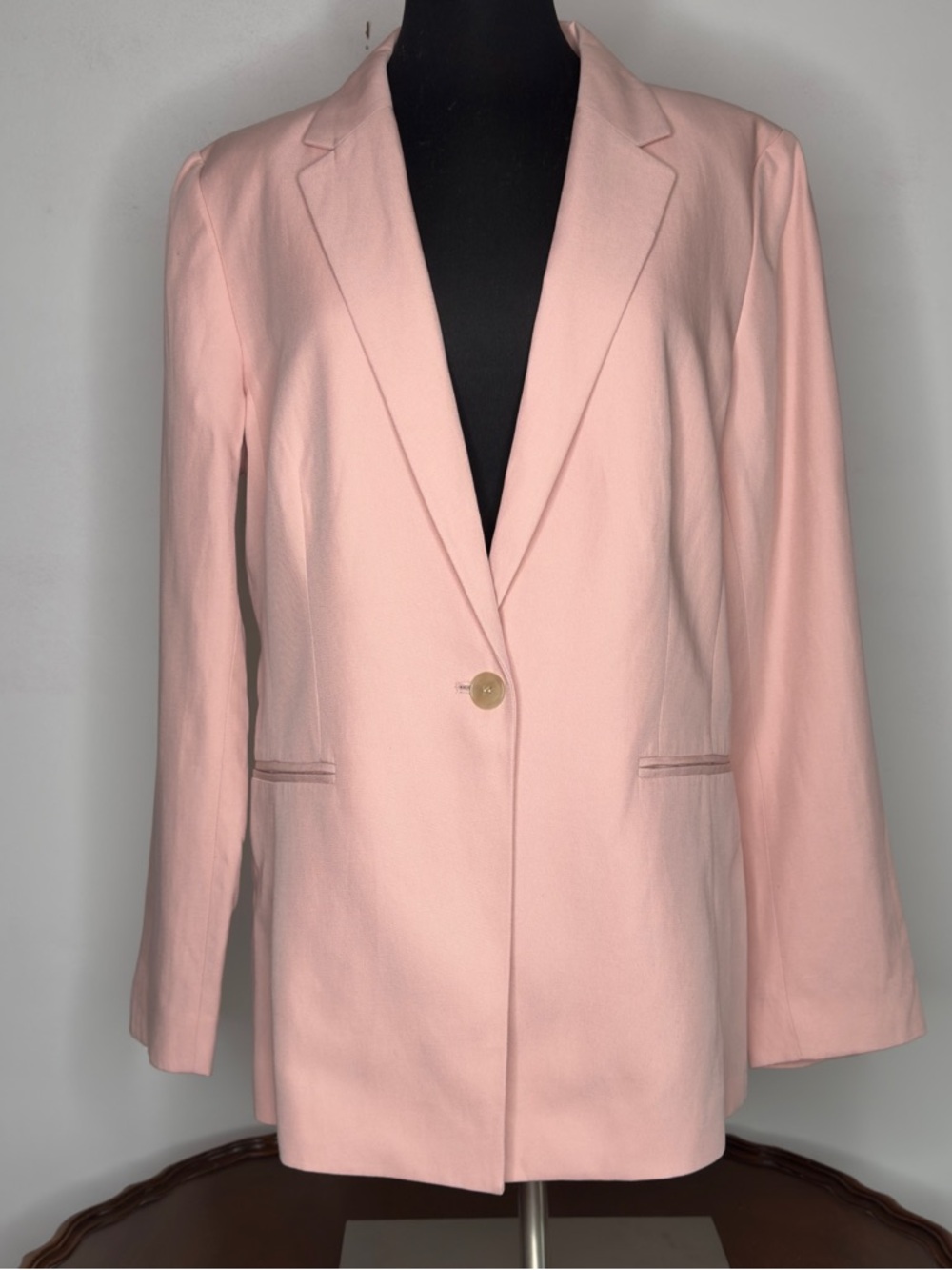 LOFT Soft Pink Linen Blend One Button Blazer - Size 14